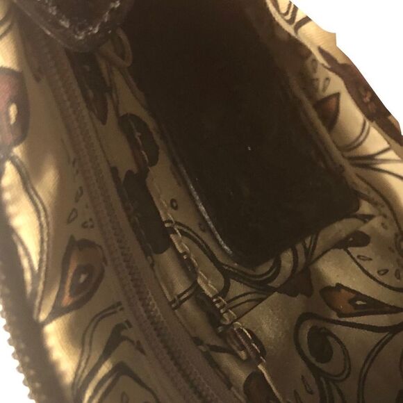 Stylish Small Black Leather Brighton Shoulder Bag with Patent Trim. NWOT - Picture 7 of 12